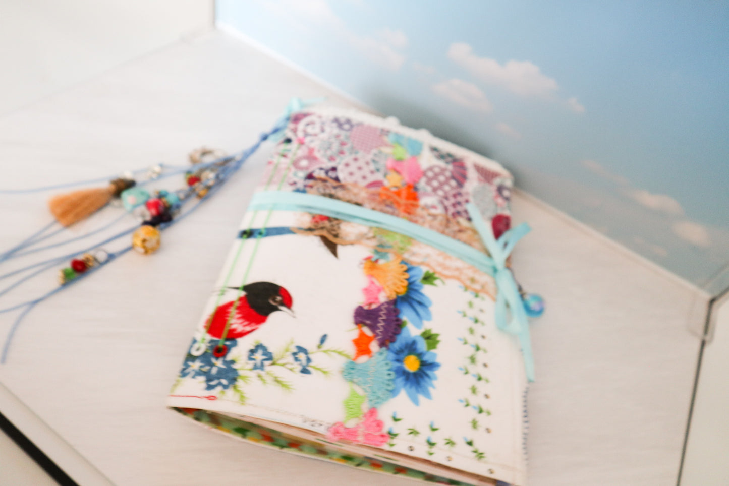 Handmade Vintage Soft Cover with Fabric Collage Journal| Junk Journal