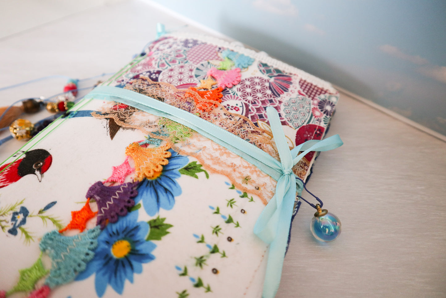 Handmade Vintage Soft Cover with Fabric Collage Journal| Junk Journal