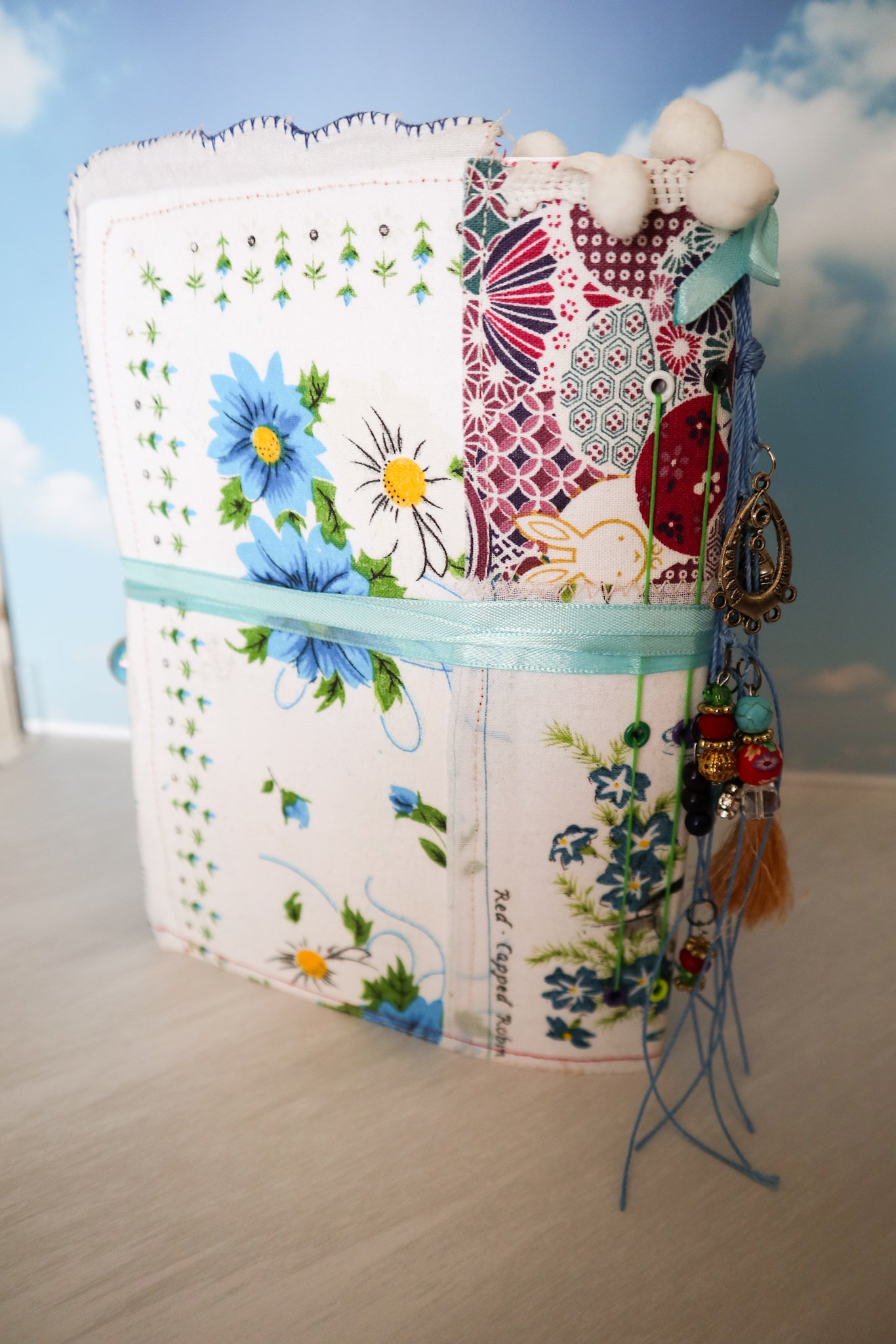 Handmade Vintage Soft Cover with Fabric Collage Journal| Junk Journal