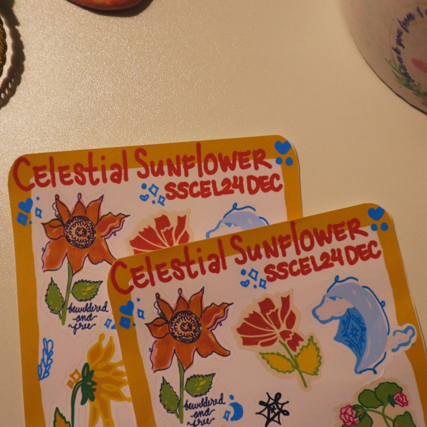 Celestial Sunflower Sticker Sheet – Cute Handmade Planner & Journaling Stickers | Vibrant Adhesion for Creative Journals & Stationery