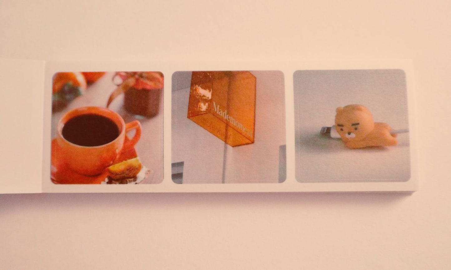 (Peach Theme) Fall Nostalgia Polaroid Sticker Book – Landscape Pad with Whimsical Ephemera Photo Stills