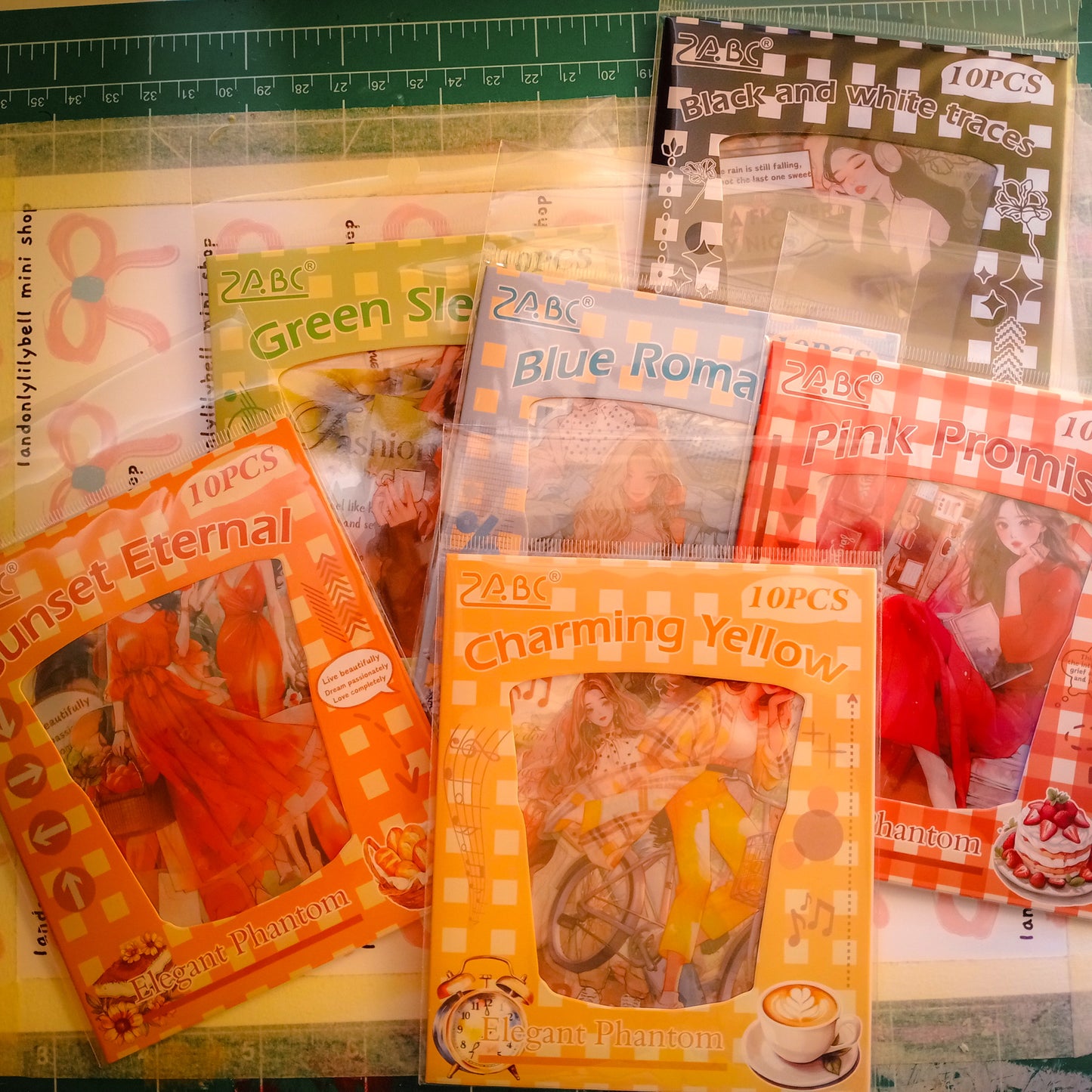 (Blue) ZABC Clear Journal Stickers - 10 PCS Vibrant Color Themes with Lady Illustrations &amp; Activity Designs