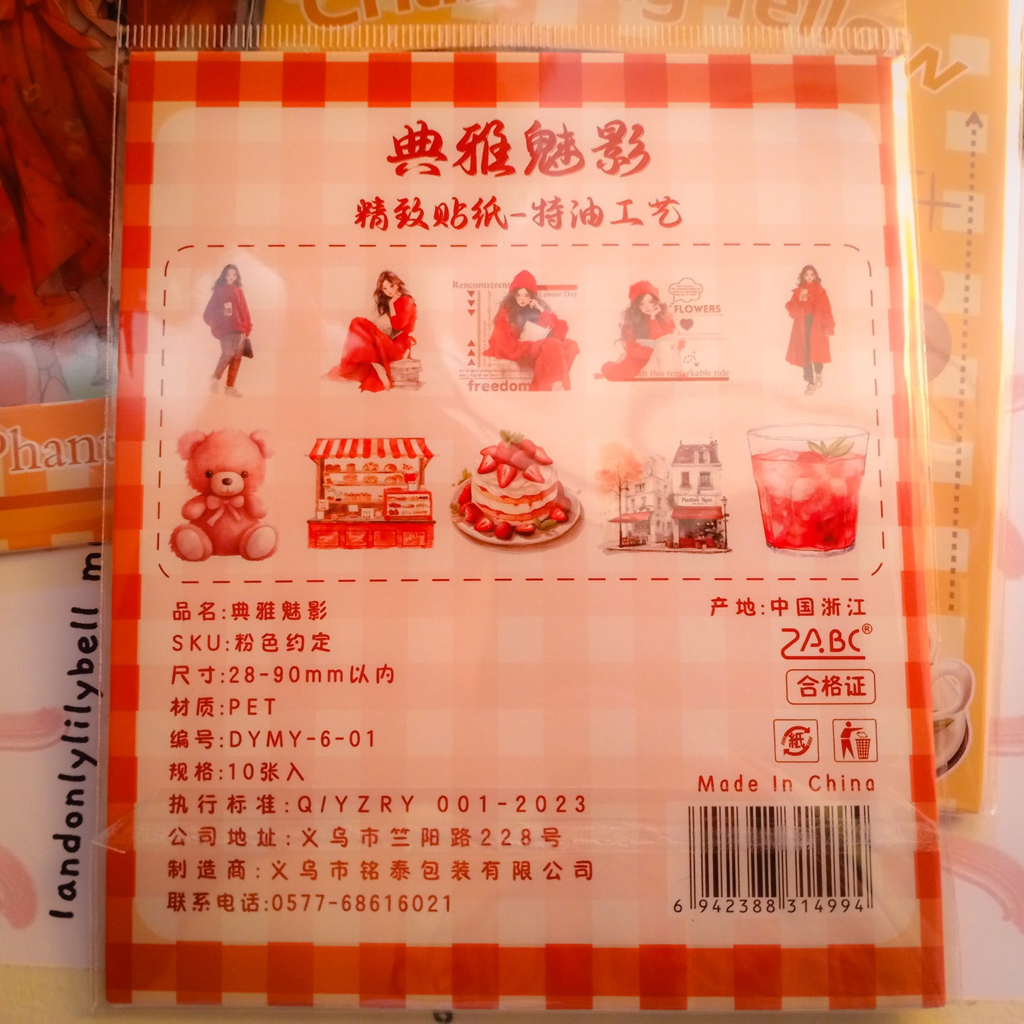 (Pink) ZABC Clear Journal Stickers - 10 PCS Vibrant Color Themes with Lady Illustrations &amp; Activity Designs