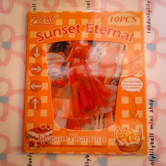 (Orange) ZABC Clear Journal Stickers - 10 PCS Vibrant Color Themes with Lady Illustrations &amp; Activity Designs