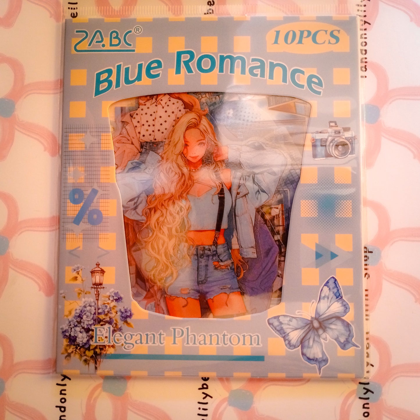 (Blue) ZABC Clear Journal Stickers - 10 PCS Vibrant Color Themes with Lady Illustrations &amp; Activity Designs