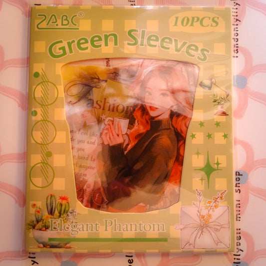 (Green) ZABC Clear Journal Stickers - 10 PCS Vibrant Color Themes with Lady Illustrations &amp; Activity Designs