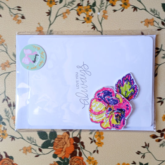 Love You Always Greeting Card 2D Spring Color Flower With Envelopes