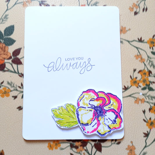 Love You Always Greeting Card 2D Spring Color Flower With Envelopes