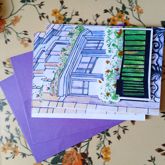 Little Taste of France Hand Painted Gouache Print Blank Card With Envelopes