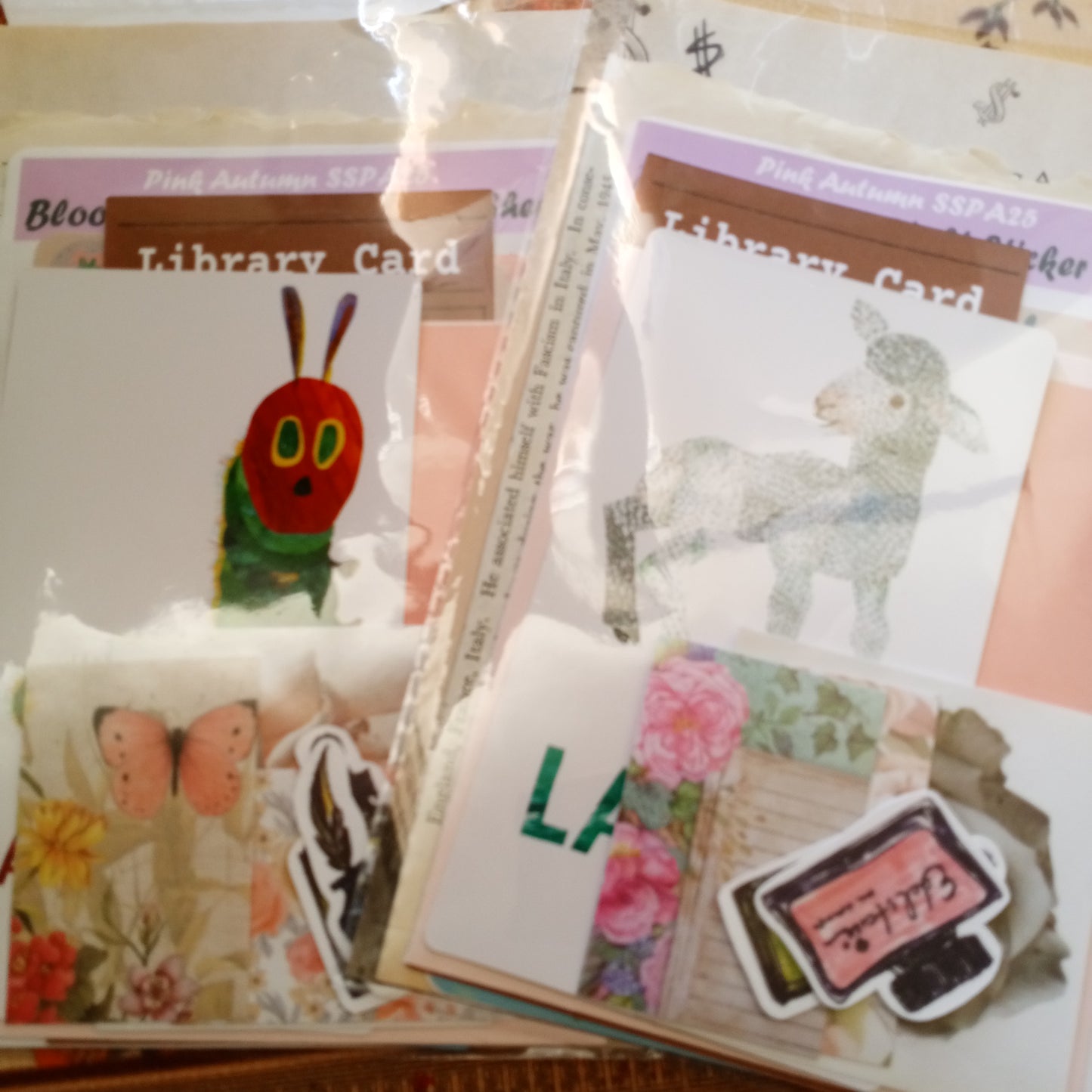 Ephemera Pack with Vintage stickers, Sticker sheets, Prints, Antique Book Pages