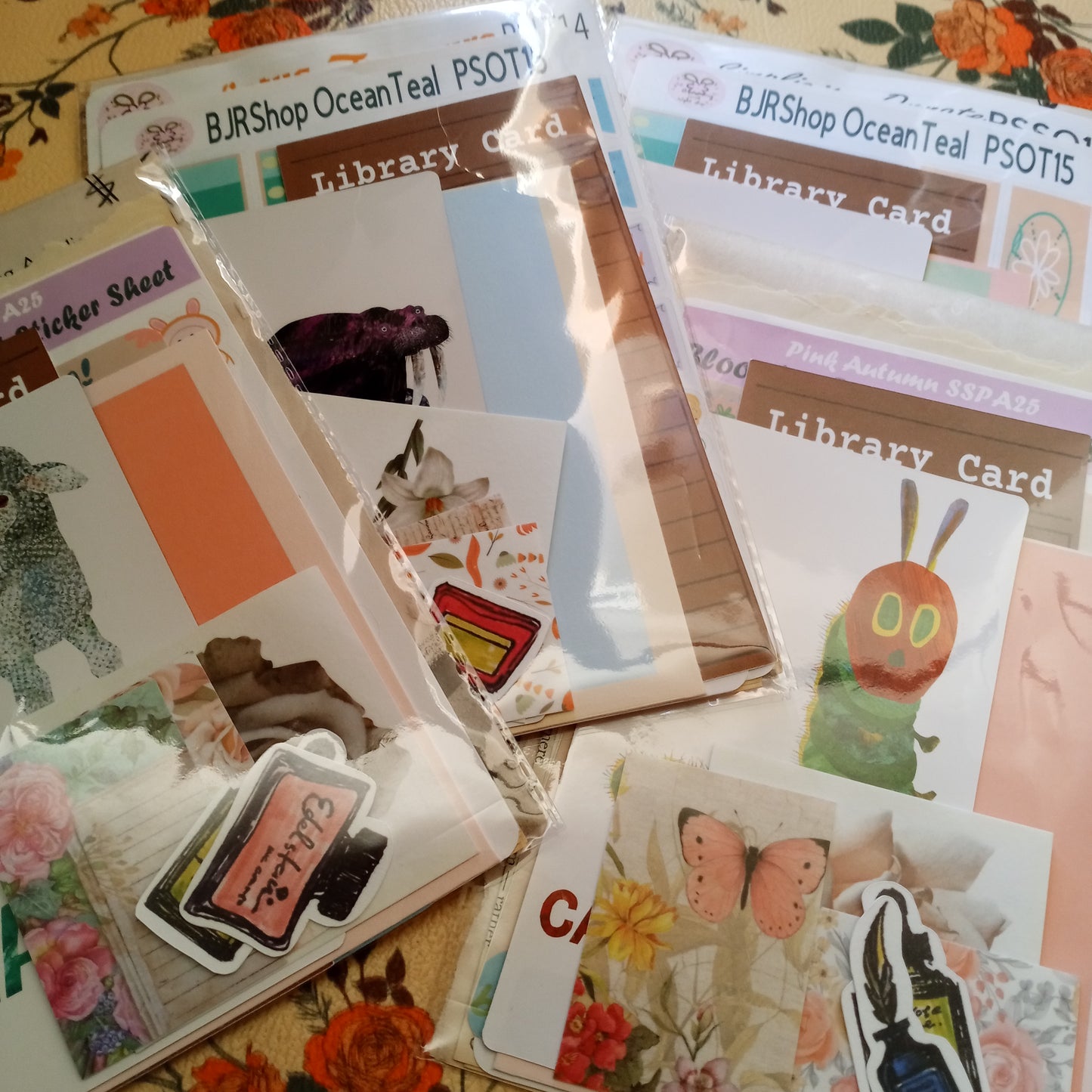 Ephemera Pack with Vintage stickers, Sticker sheets, Prints, Antique Book Pages