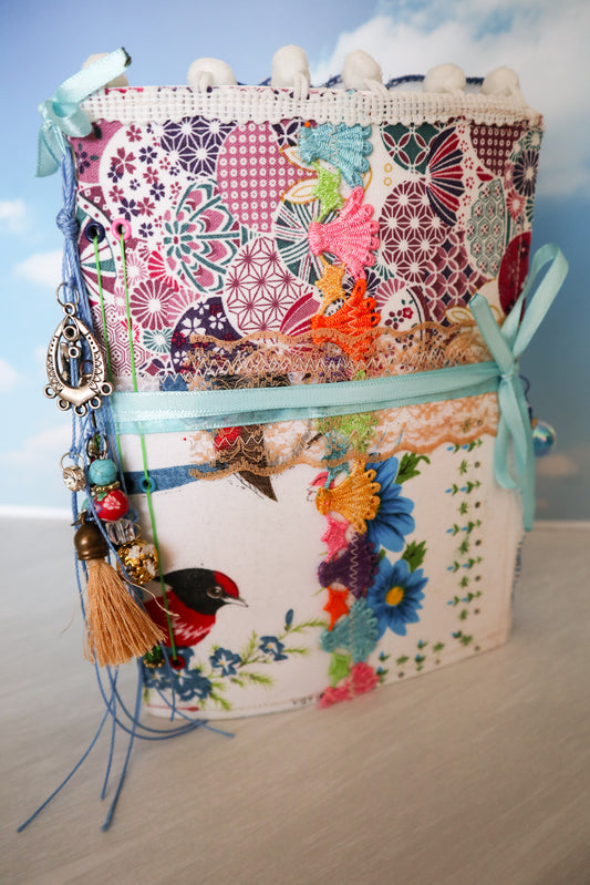 Handmade Vintage Soft Cover with Fabric Collage Journal| Junk Journal