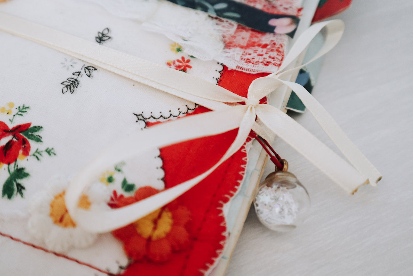 Handmade Vintage Soft Cover with Fabric Collage Journal| Junk Journal