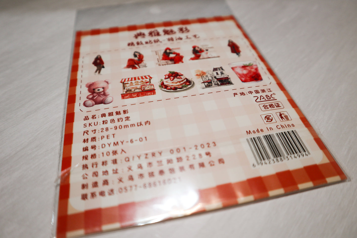 (Pink) ZABC Clear Journal Stickers - 10 PCS Vibrant Color Themes with Lady Illustrations &amp; Activity Designs