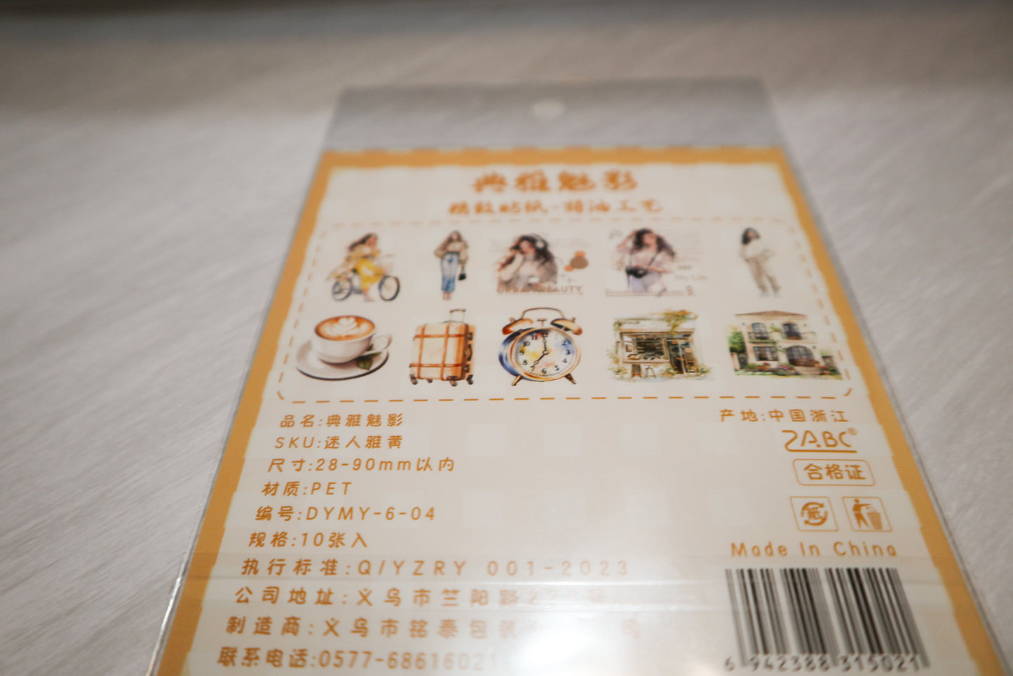 (Yellow) ZABC Clear Journal Stickers - 10 PCS Vibrant Color Themes with Lady Illustrations & Activity Designs