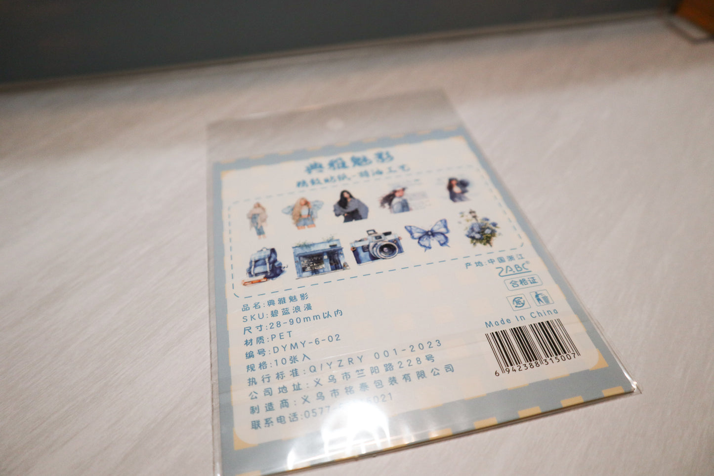 (Blue) ZABC Clear Journal Stickers - 10 PCS Vibrant Color Themes with Lady Illustrations &amp; Activity Designs