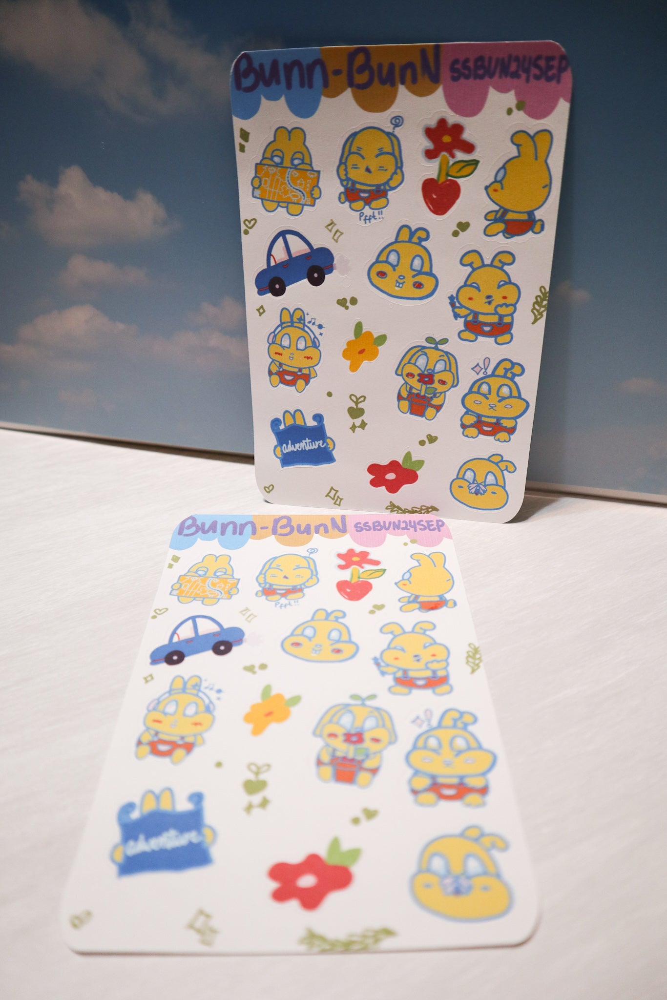 Creative Journal Sticker Sheet - Bunny Illustration, Unique Outline & Misshaped