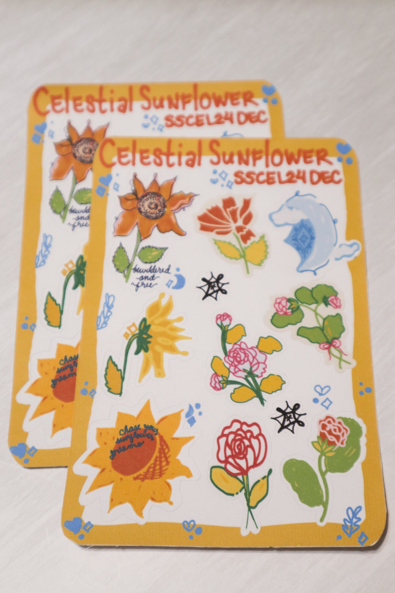 Celestial Sunflower Sticker Sheet – Cute Handmade Planner & Journaling Stickers | Vibrant Adhesion for Creative Journals & Stationery