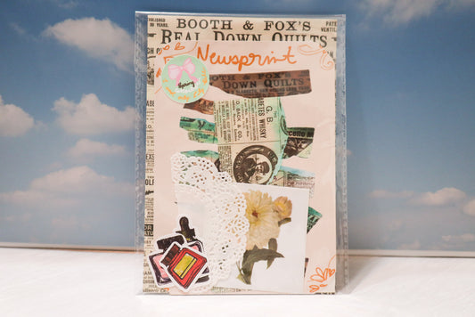 Vintage Junk Journal Ephemera Pack – Stamped Stickers, Original Scans, and Antique Book Pages