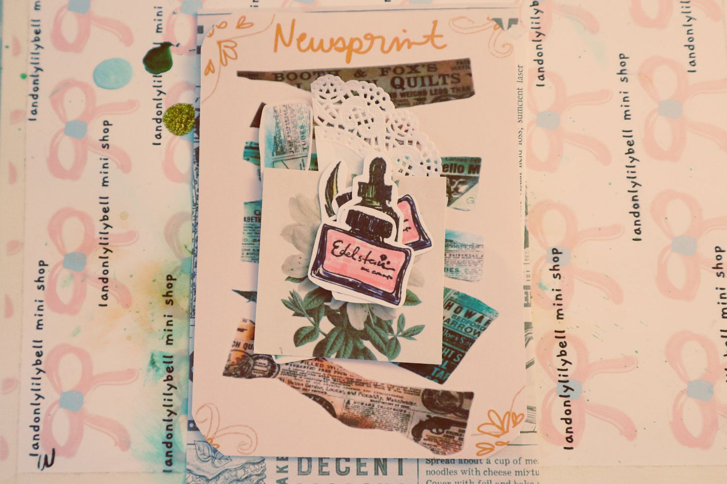 Vintage Junk Journal Ephemera Pack – Stamped Stickers, Original Scans, and Antique Book Pages