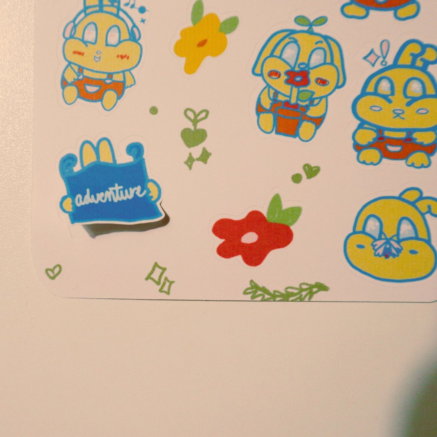 Creative Journal Sticker Sheet - Bunny Illustration, Unique Outline & Misshaped