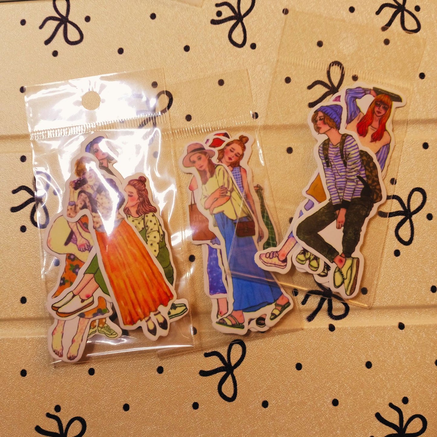 Girl Outfit Sticker Set with Poses – 5-Piece Pastel Variety Pack for Journaling