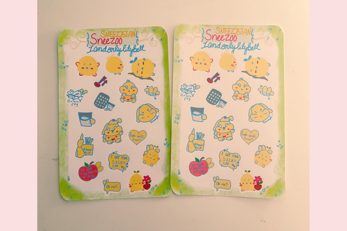 Bunny Sick Day Planner Stickers – Cute Illustrated Journal Sticker Sheet for Self-Care Days