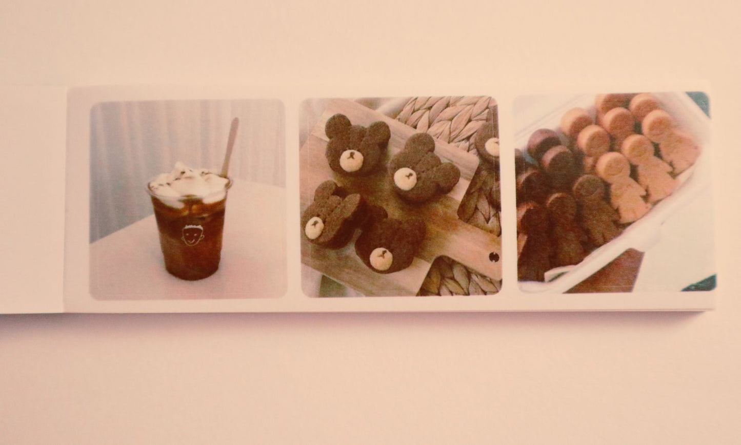 (Brown Theme) Fall Nostalgia Polaroid Sticker Book – Landscape Pad with Whimsical Ephemera Photo Stills