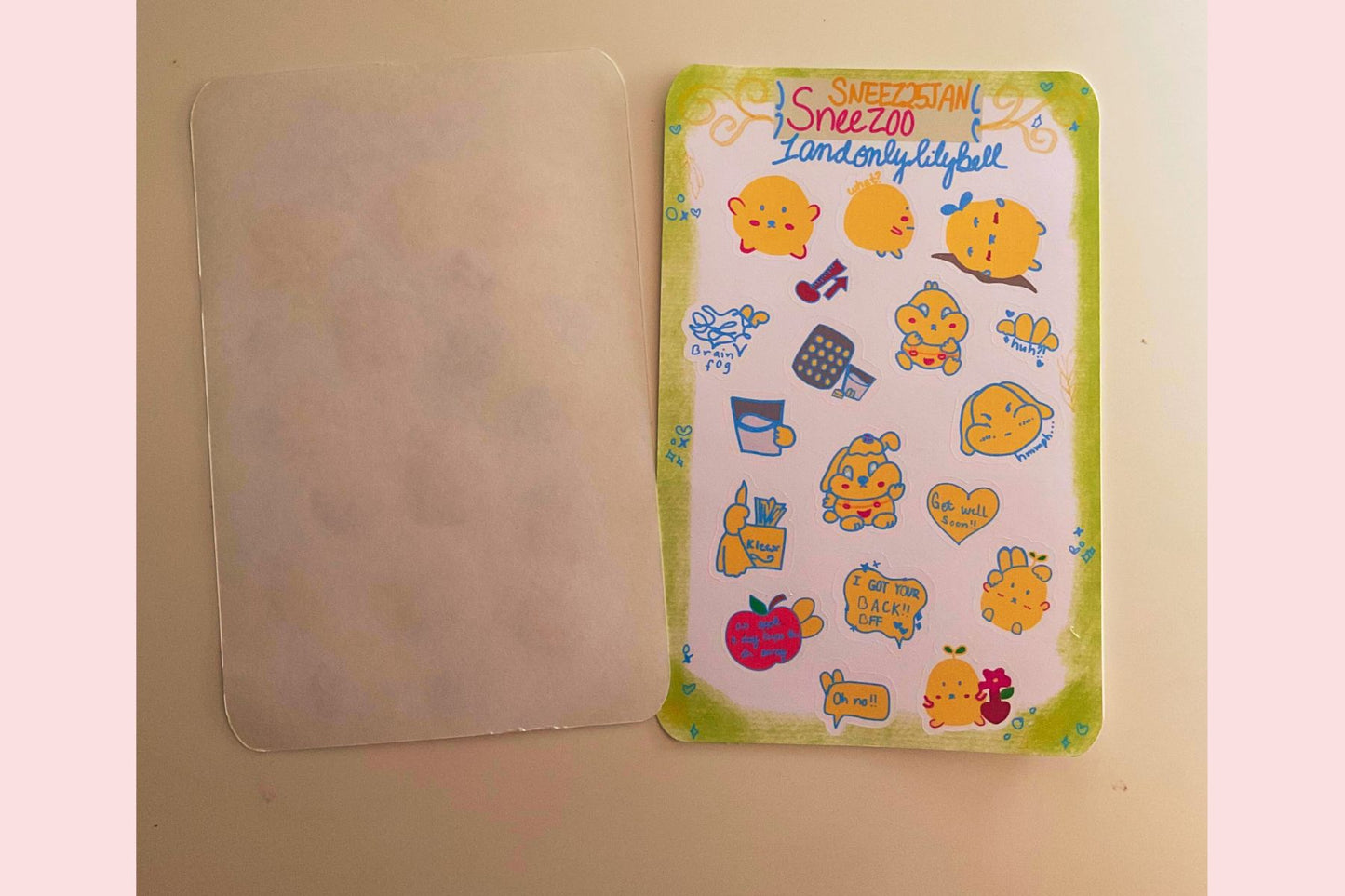 Bunny Sick Day Planner Stickers – Cute Illustrated Journal Sticker Sheet for Self-Care Days