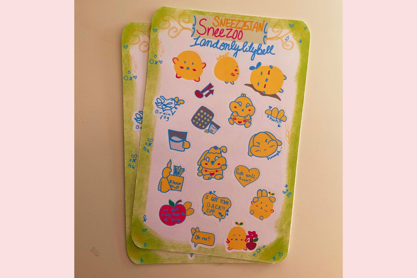 Bunny Sick Day Planner Stickers – Cute Illustrated Journal Sticker Sheet for Self-Care Days