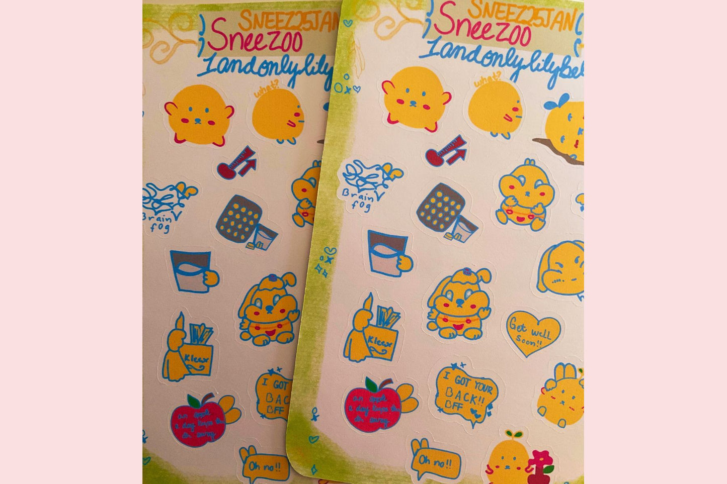 Bunny Sick Day Planner Stickers – Cute Illustrated Journal Sticker Sheet for Self-Care Days