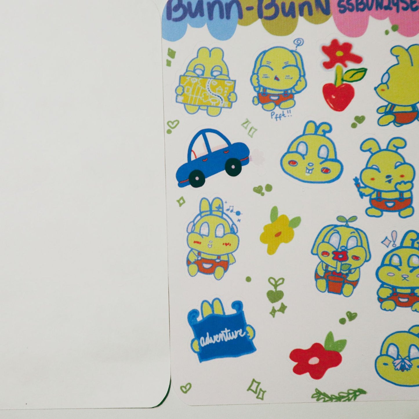 Creative Journal Sticker Sheet - Bunny Illustration, Unique Outline & Misshaped